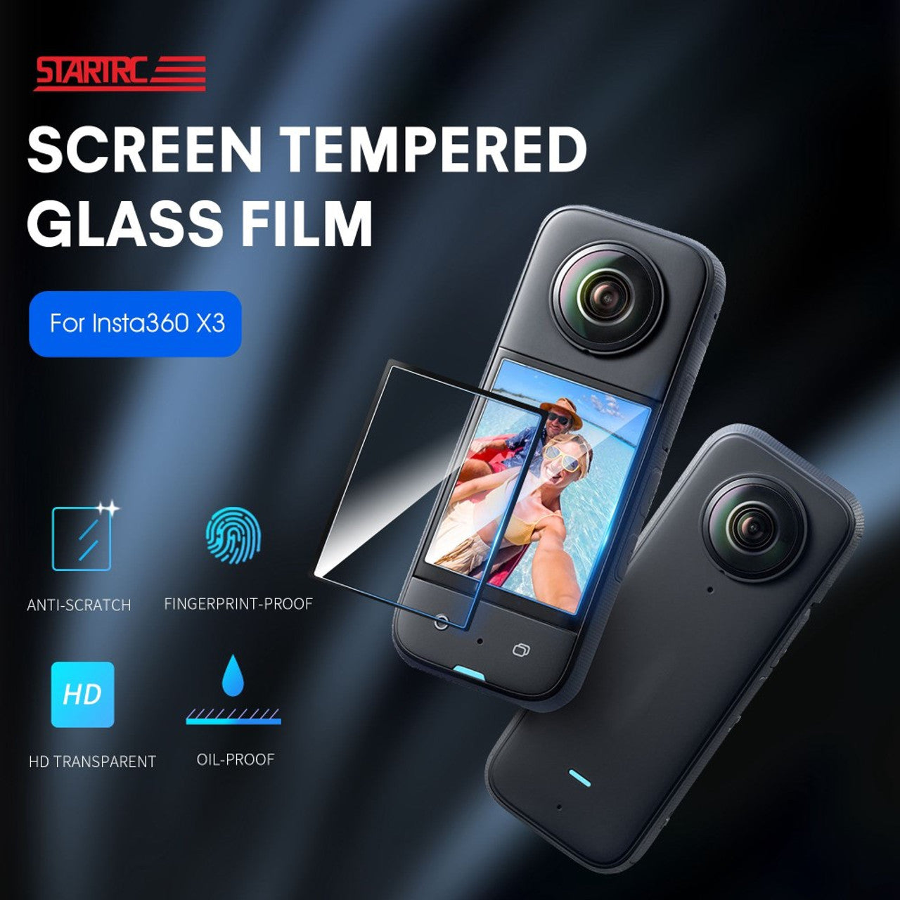 13453 4 glass protective film startrc for insta360 x3 2pcs pack