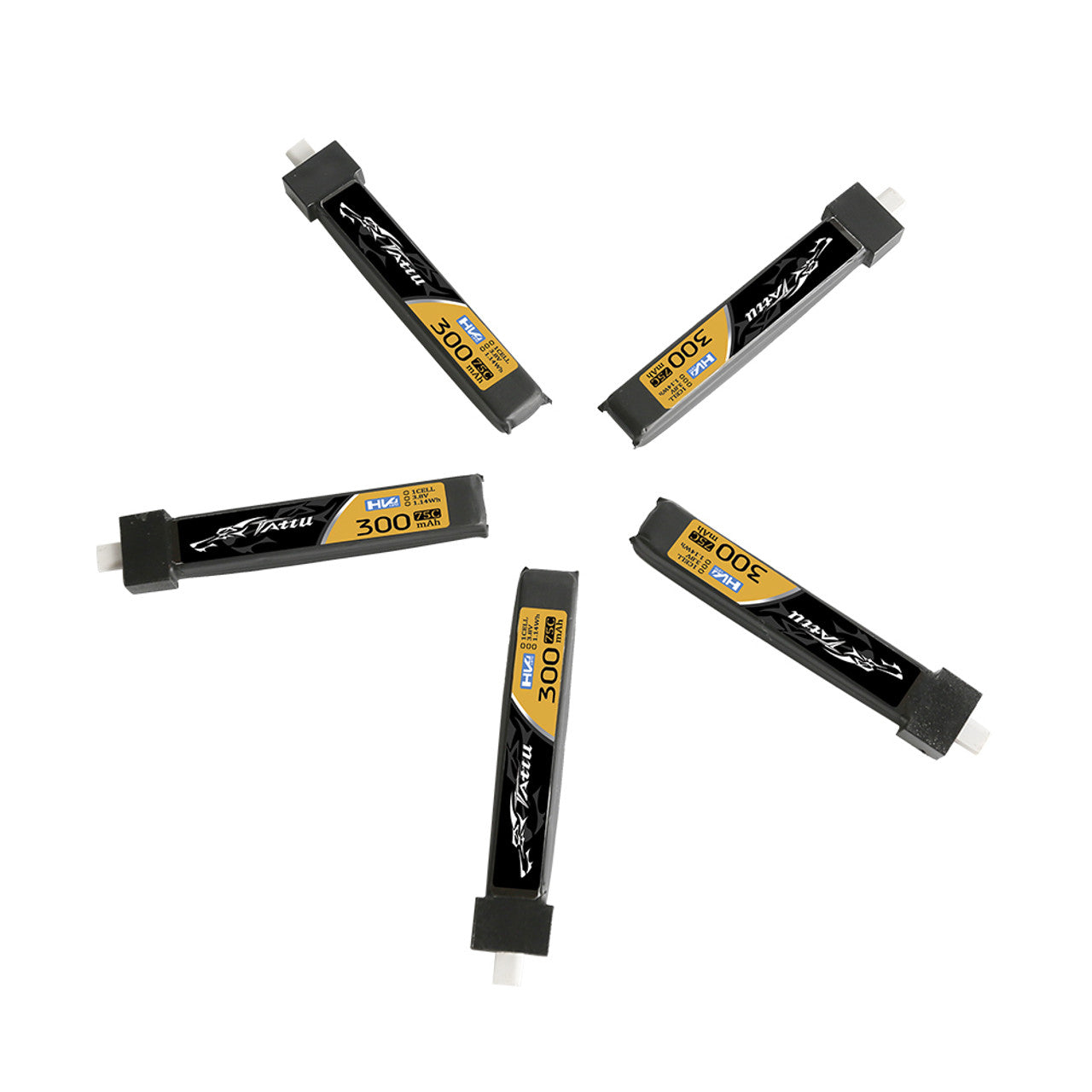 14313 3 battery tattu lipo 1s 3 8v 300mah high voltage 75c with bt 2 0 plug 5pcs