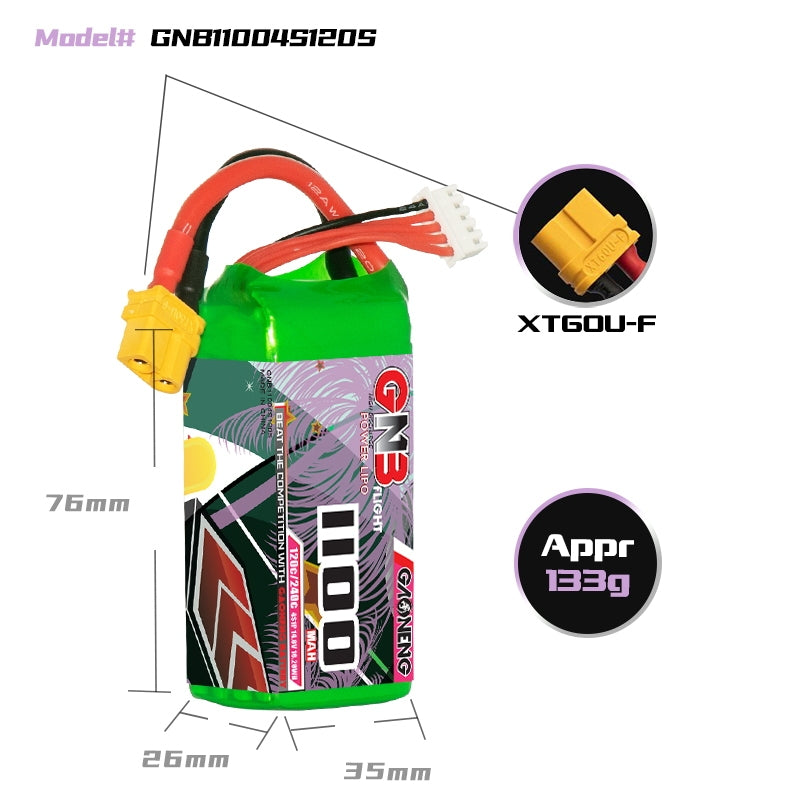 16023 3 battery gnb gaoneng lipo 4s 14 8v 1100mah 120c xt60