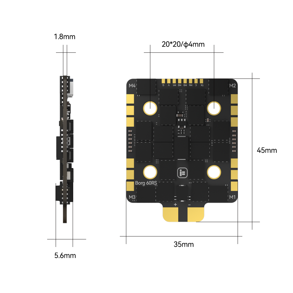 „iFlight Borg 5S RX“ stackas (Borg 60RS ESC)