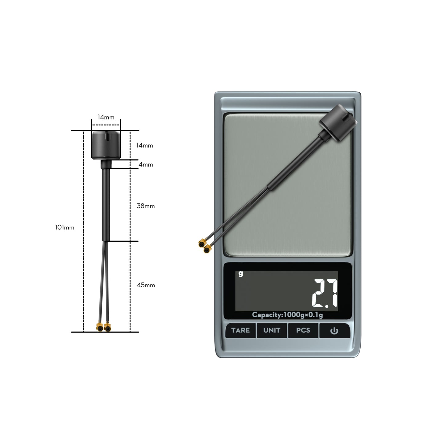 Antenna FLYWOO Bipolar Dual-Band 5.8Ghz UFL 90mm For DJI O3/O4PRO