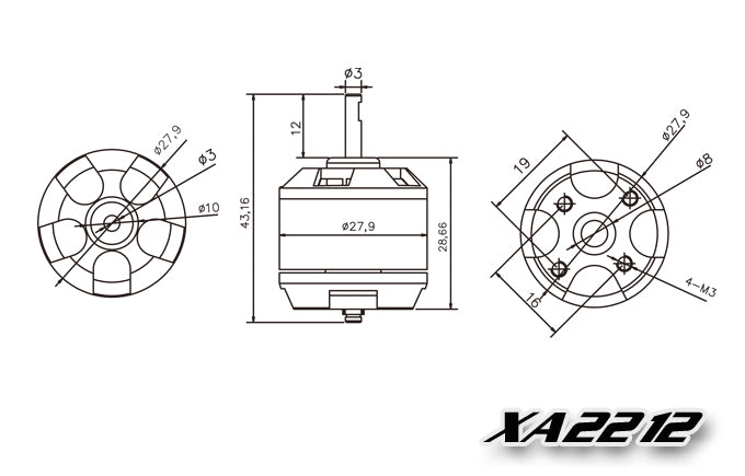 12468 3 motor emax xa2212 820kv accessories
