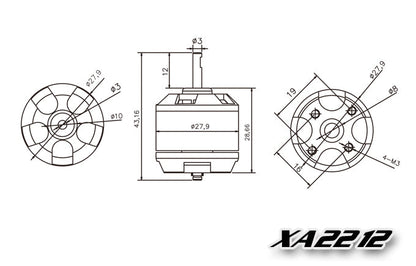 12471 3 motor emax xa2212 980kv accessories