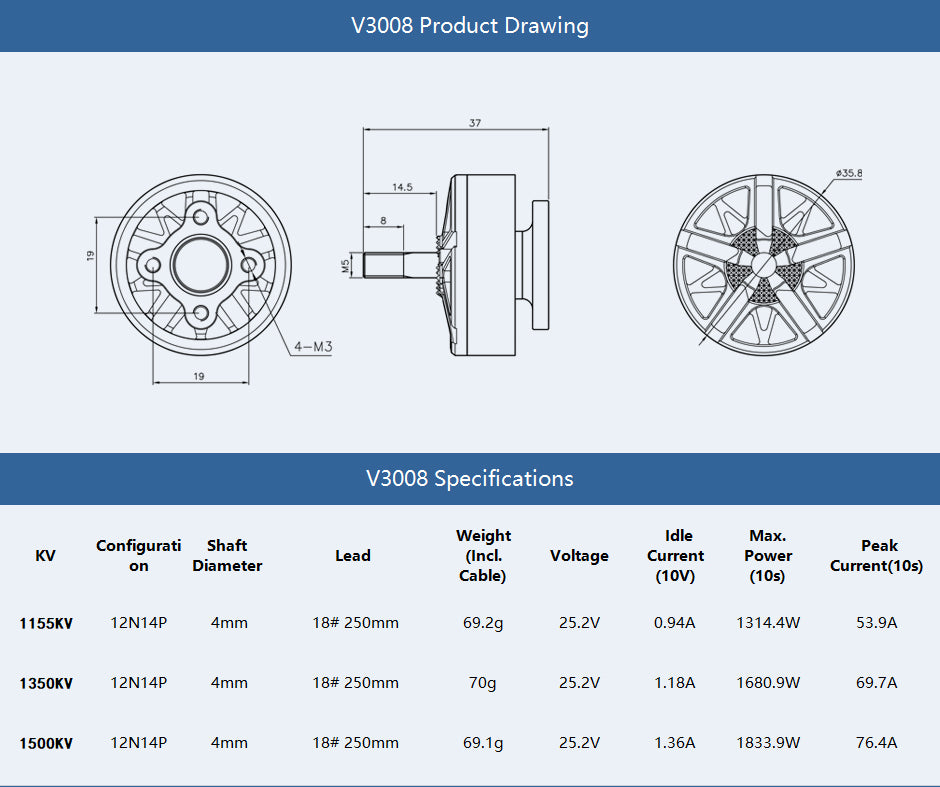 13513 4 motor t motor velox v3008 kv1155