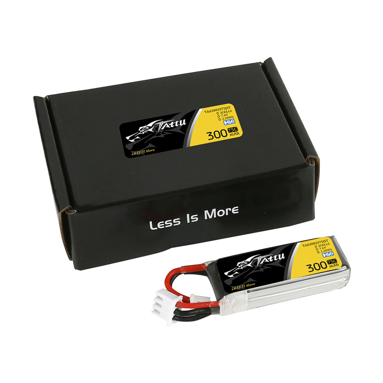 14319 4 battery tattu lipo 2s 7 6v 300mah 75c with jst phr plug