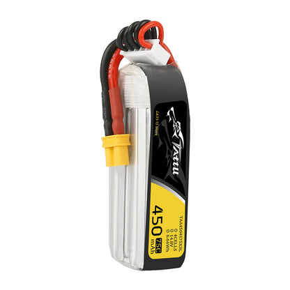 14334 3 battery tattu lipo 4s 14 8v 450mah 75c with xt30 plug long size for h frame