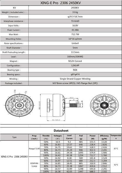 15066 1 motor iflight xing e pro 2306 2 6s 2450kv unibell