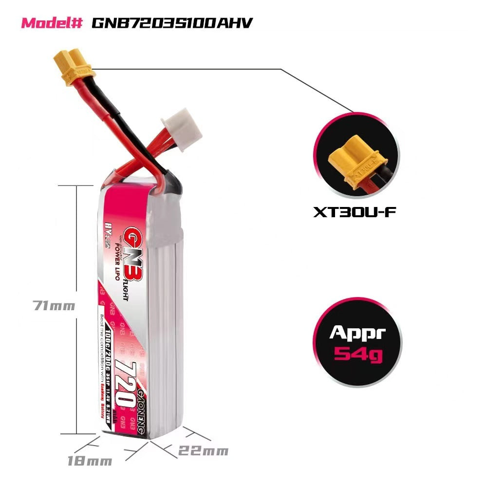 15990 2 battery gnb gaoneng lihv 3s 11 4v 720mah 100c xt30