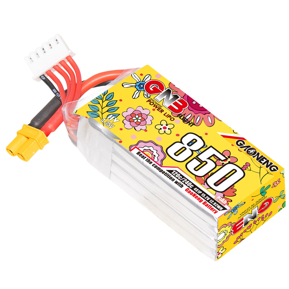 16011 battery gnb gaoneng lihv 4s 15 2v 850mah 120c xt30