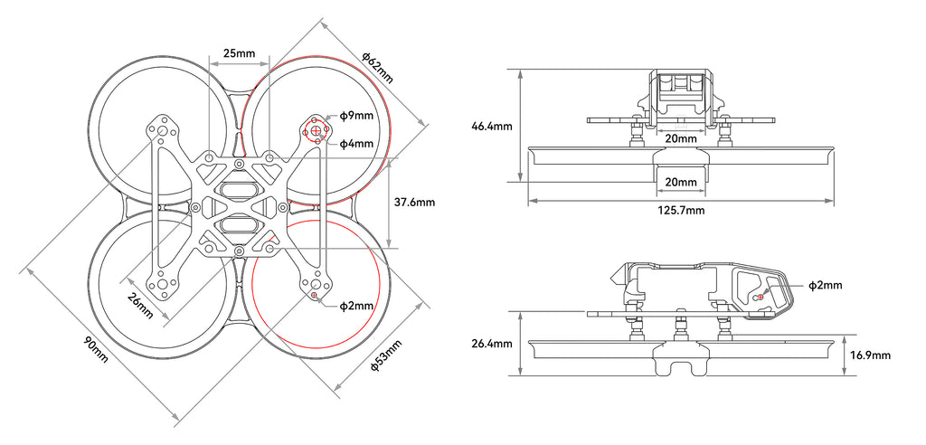 16323 2 frame betafpv pavo20 brusless whoop grey