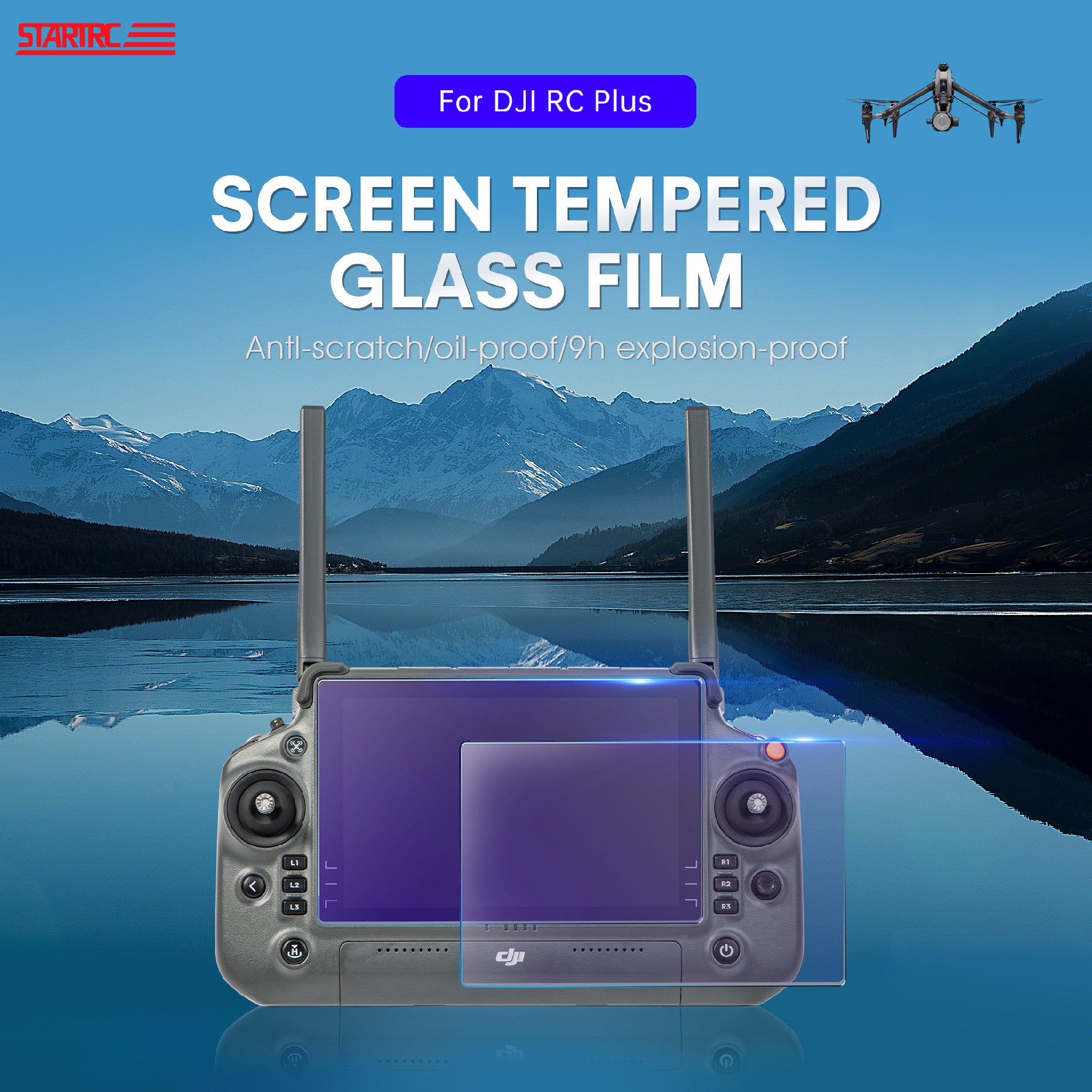 16551 protection tempered glass startrc matter eye for dji rc plus 2pcs