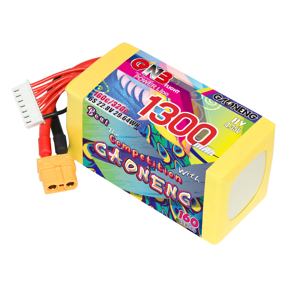 Battery GNB GAONENG 1300mah 6S1P 22.8V HV 160C XH- JST 7P XT60