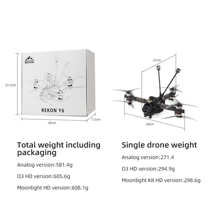 FPV drone HGLRC Rekon Y6 5-inch ELRS Moonlight Kit HD
