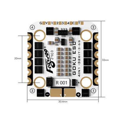 ESC 4-in-1 FLYWOO GOKU G45M 32BIT 2-6S 45A AM32 20x20
