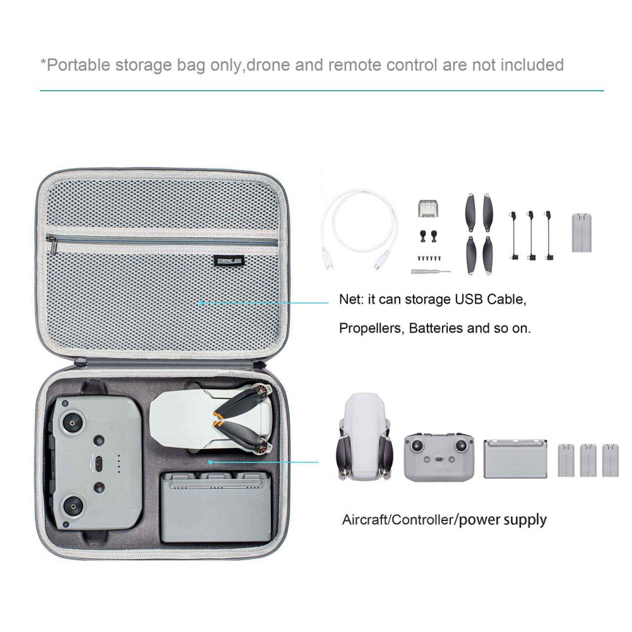 6633 4 pu carrying bag startrc for dji mini 2 se mini 2 with rc n1