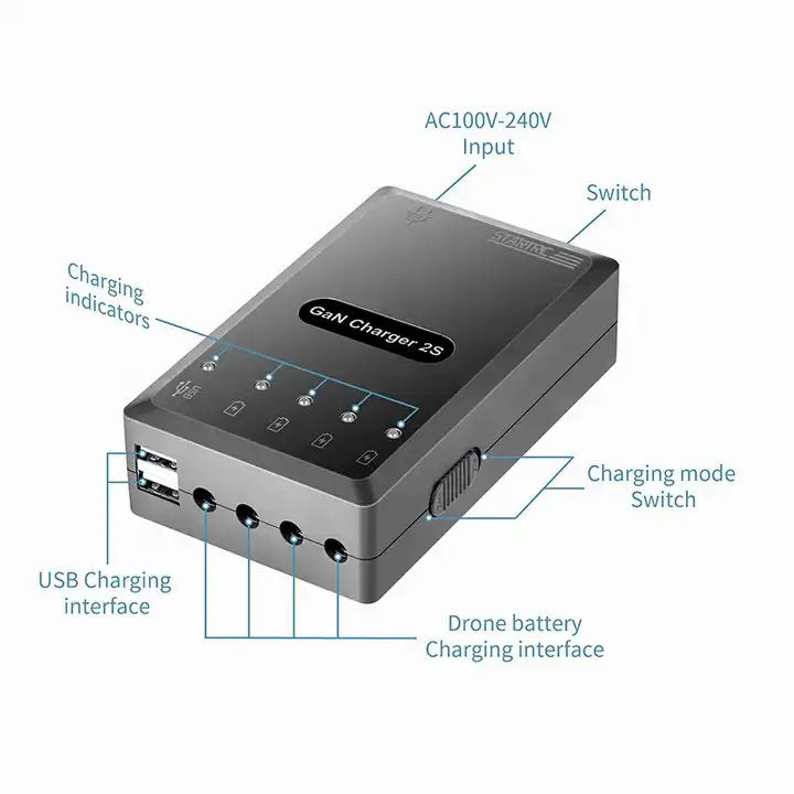 6828 2 gan charger startrc 6 in 1 for dji mavic air 2 2s eu plug