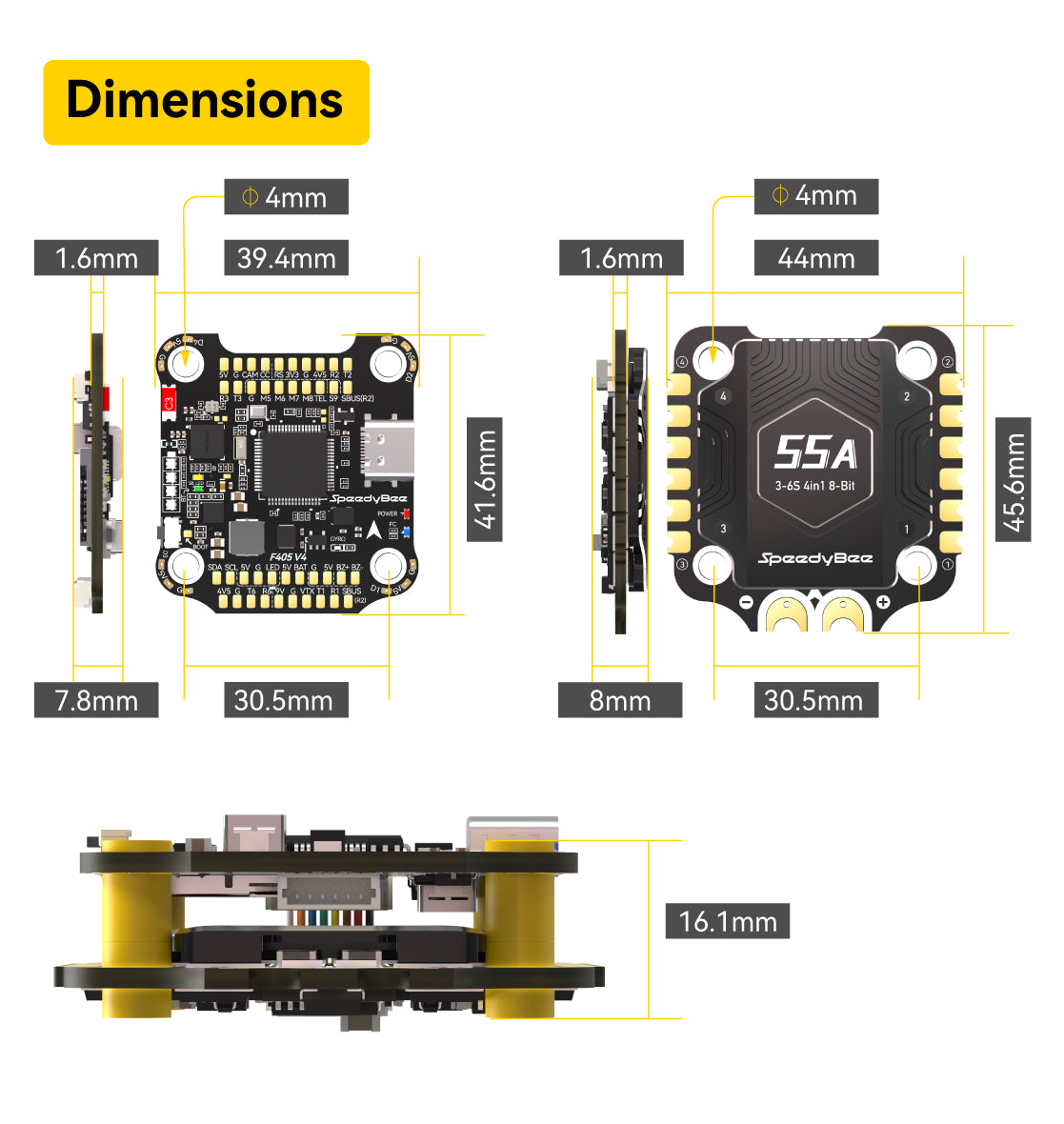 8496 3 stack speedybee f405 v4 bls 55a 30x30 fc esc