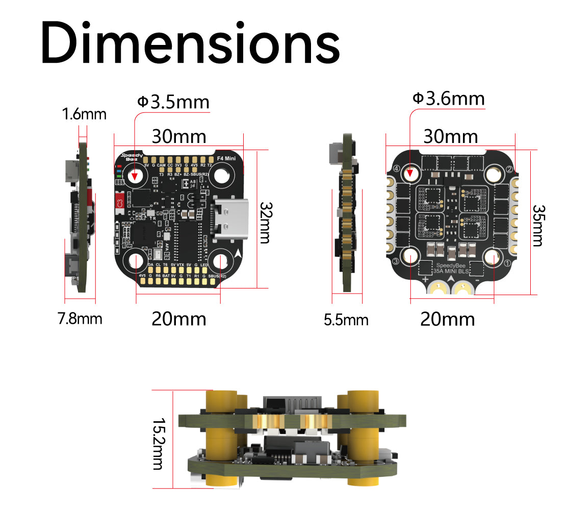 8499 3 stack speedybee f405 mini bls 35a 20x20