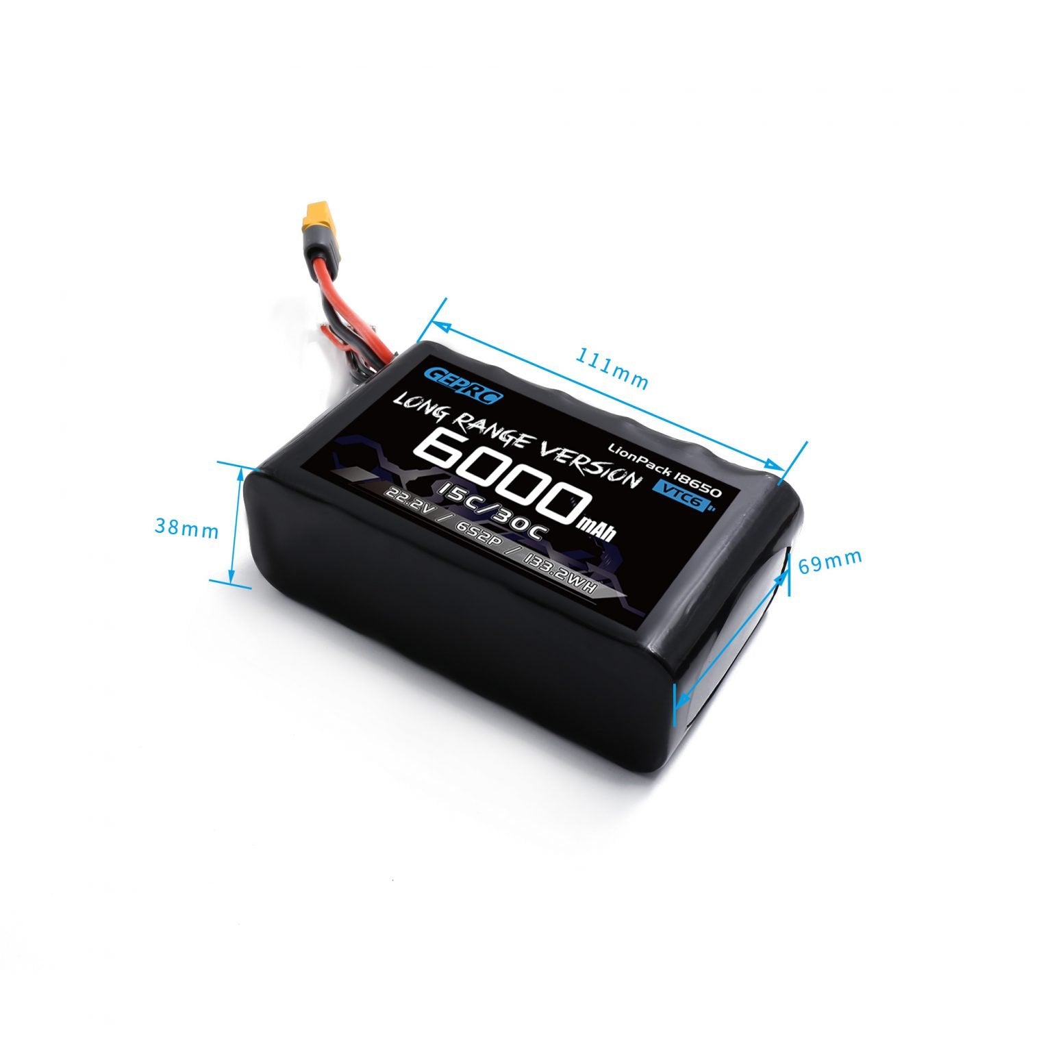 891 1 battery geprc vtc6 18650 li ion 6s2p 22 2v 6000mah xt60